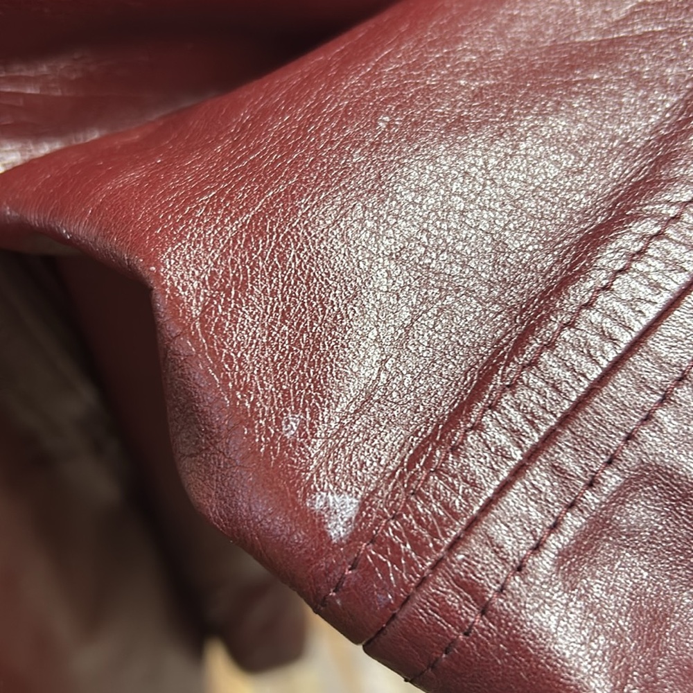 Vintage Etienne Aigner Burgundy Leather double breasted Jacket Size 16 - Picture 14 of 15